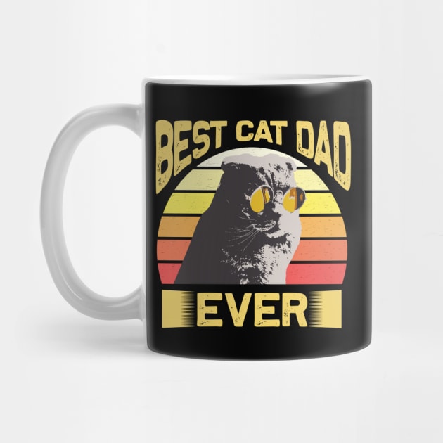 Best Cat Dad Ever Vintage Retro Sunset by bakmed